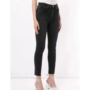RE/DONE Originals High Rise Ankle Crop Faded Black Denim Jeans Sz 26 NWT